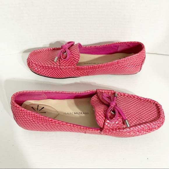 Isaac Mizrahi Live! Alison Leather Snakeskin Embossed Slip On Loafer Moccasin 🩷 - Picture 3 of 11